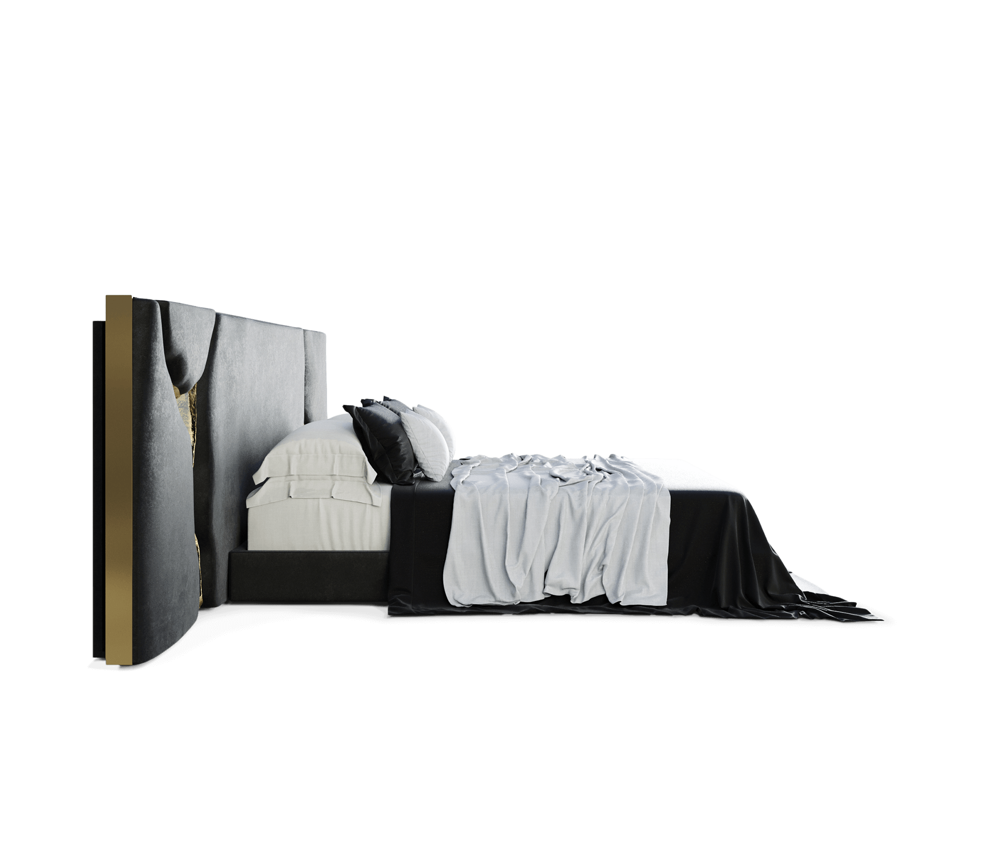 Lapiaz Kintsugi Velvet Polished Gold Luxury Headboard