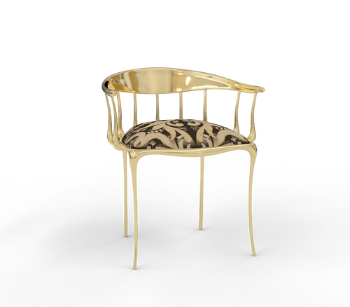 Nº11 Semiramide Nero Surrealist Polished Gold Dining Chair