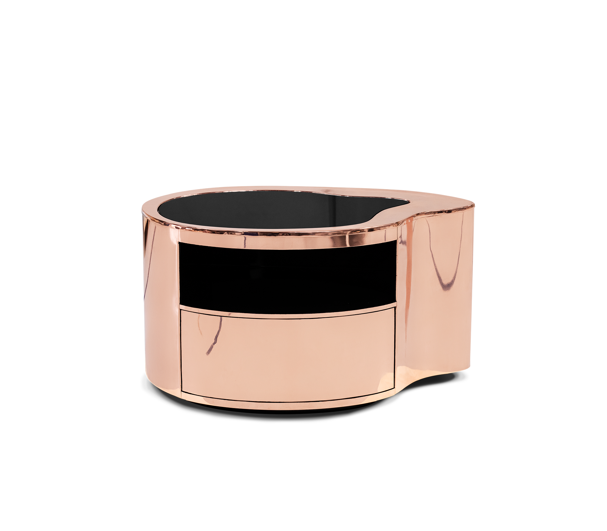 Wave Organic Curved Polished Metal Modern Luxury Nightstand