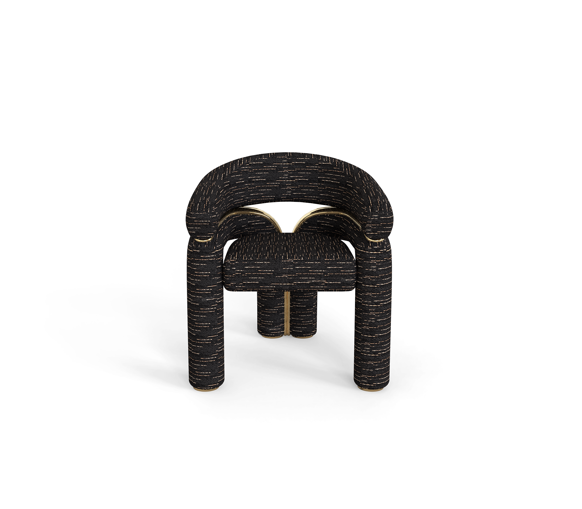 Elara Curved Sculptural Polished Brass Luxury Dining Chair