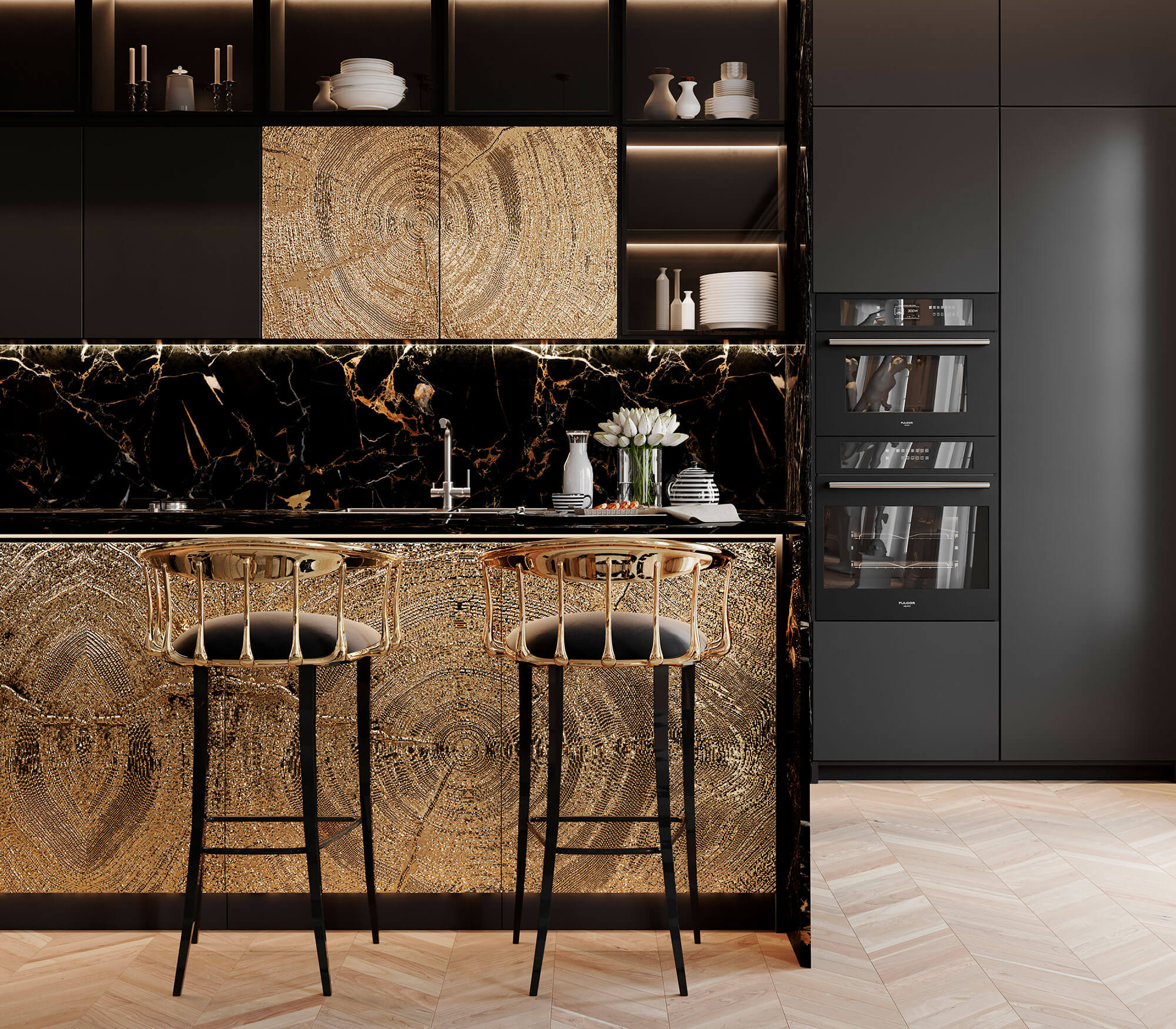 Nº 11 Surrealist Polished Brass Bar Stool
