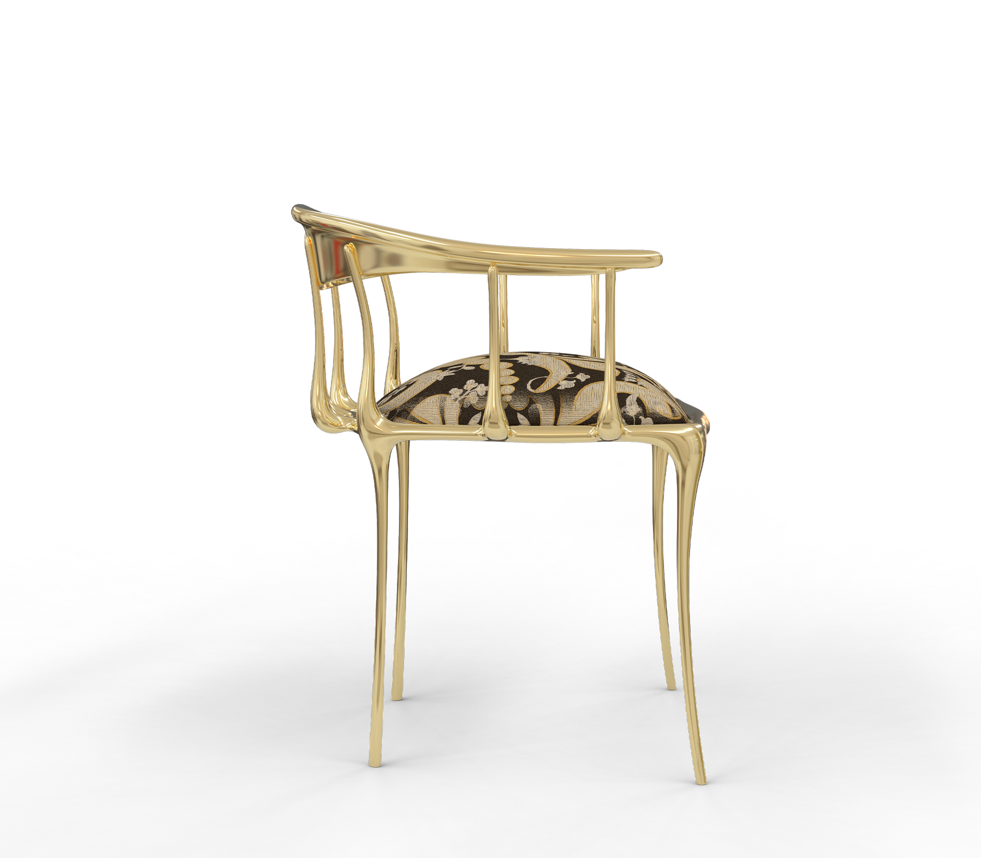 Nº11 Semiramide Nero Surrealist Polished Gold Dining Chair