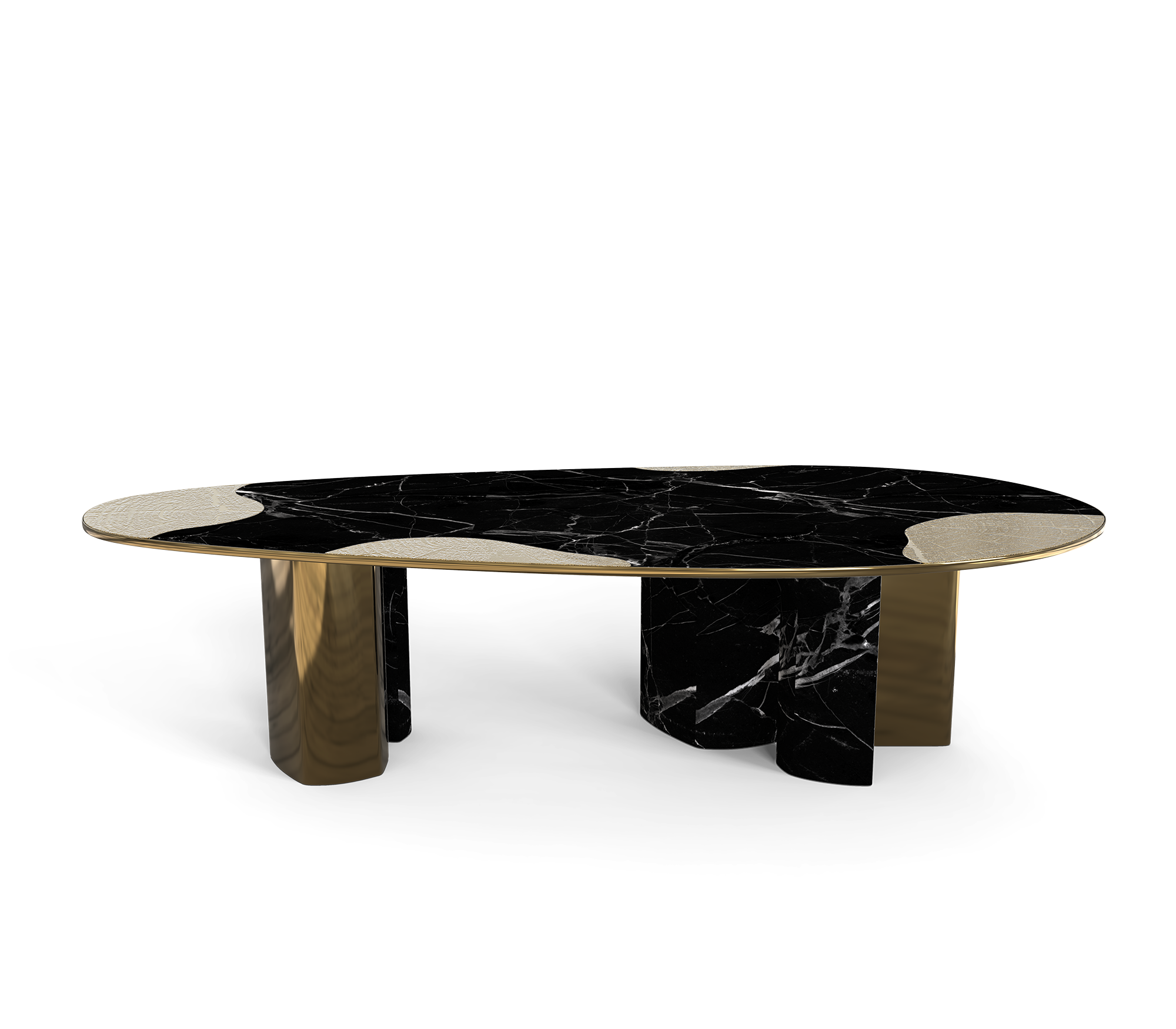 Ophelia Oval Carrara Marble & Gold Dining Table
