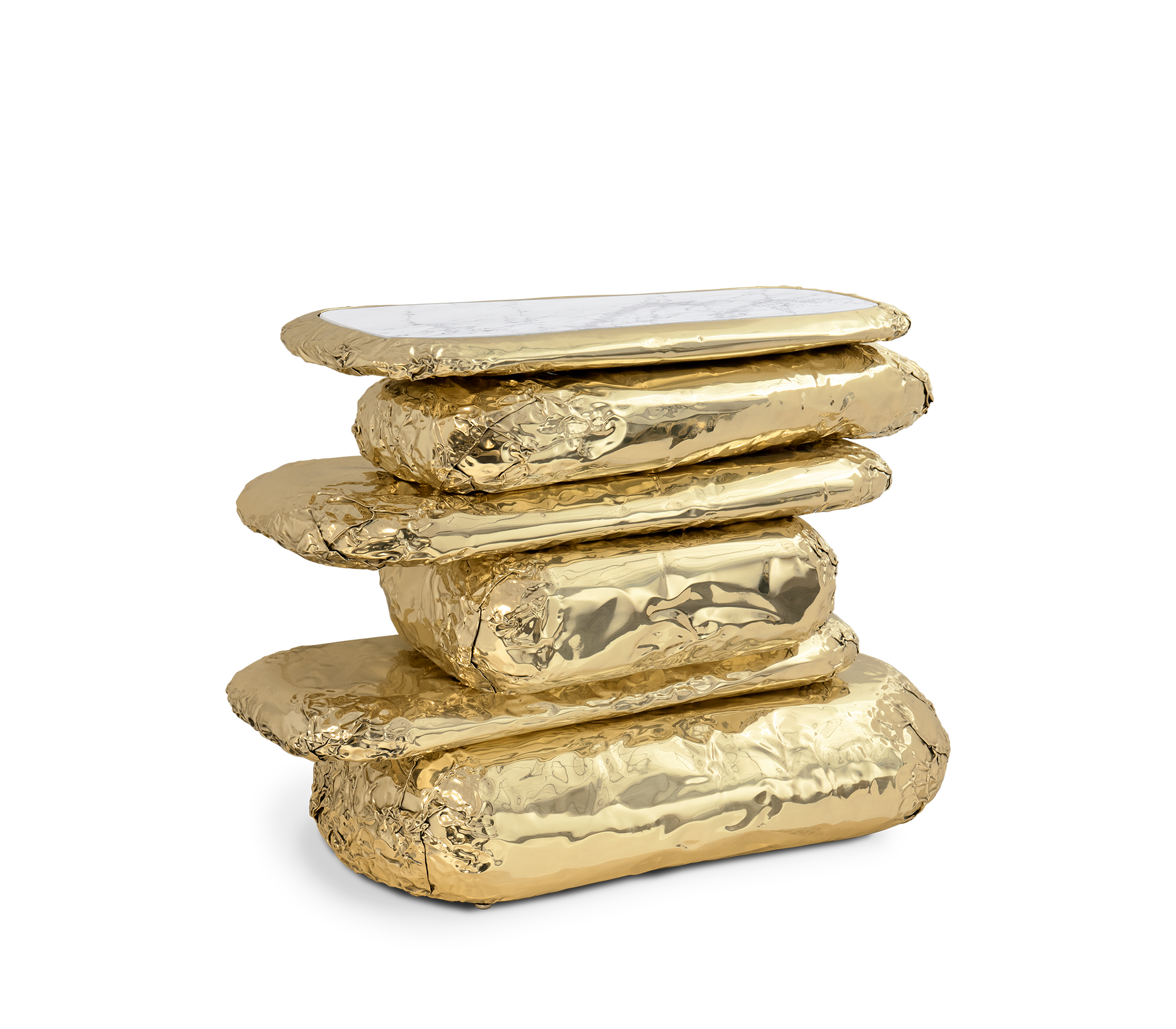 Stonehenge Consoles Crinkled Gilded Brass Entryways Cabinet Table