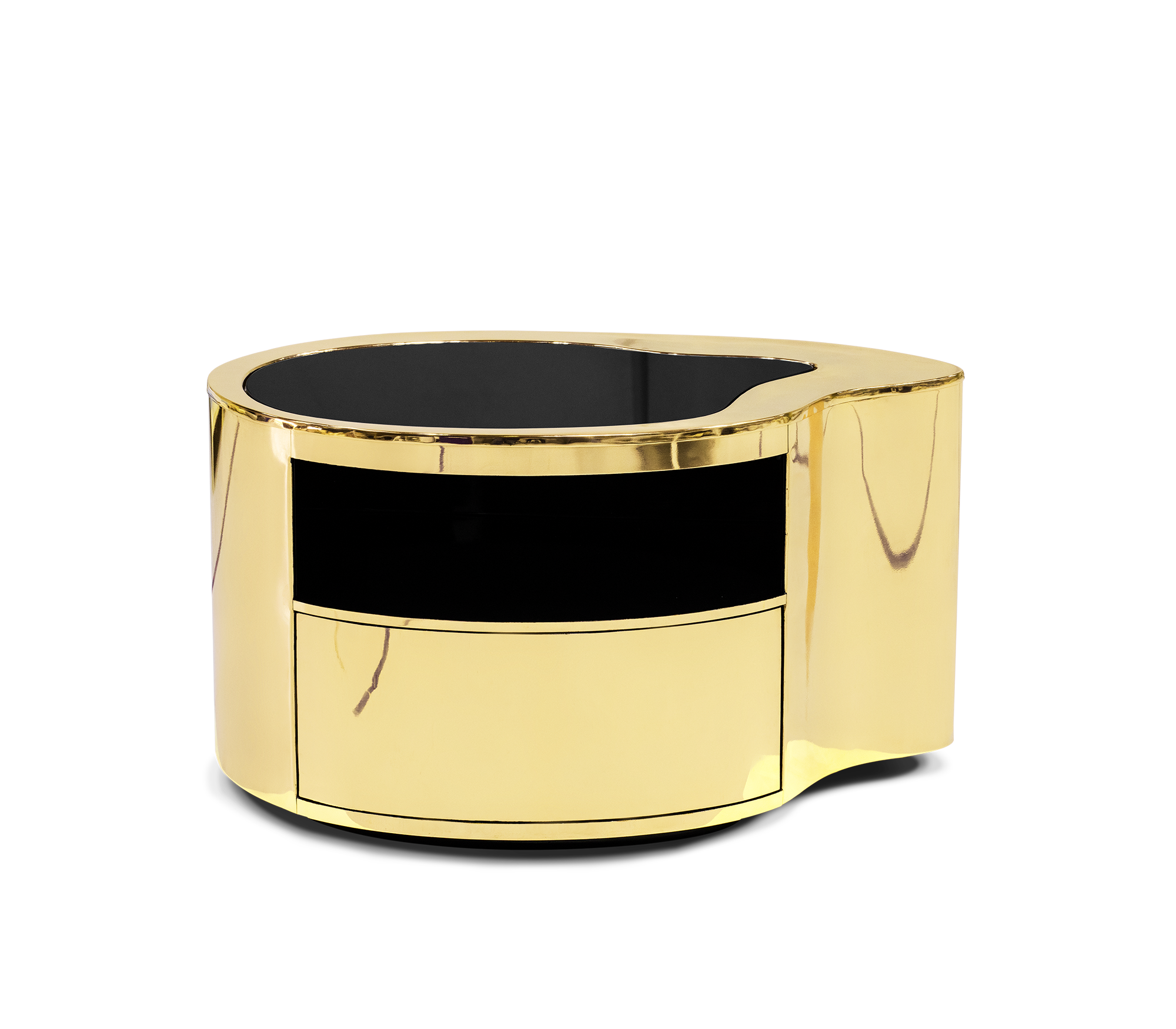 Wave Organic Curved Polished Metal Modern Luxury Nightstand