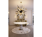 Diamond Marble & Brass Round Dining Table