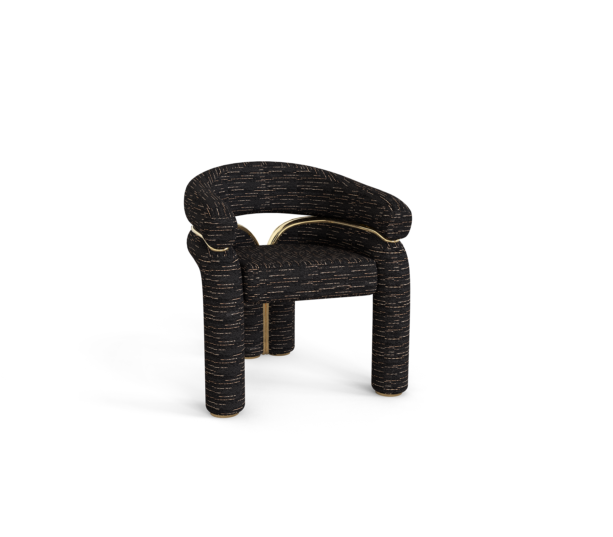 Elara Curved Sculptural Polished Brass Luxury Dining Chair