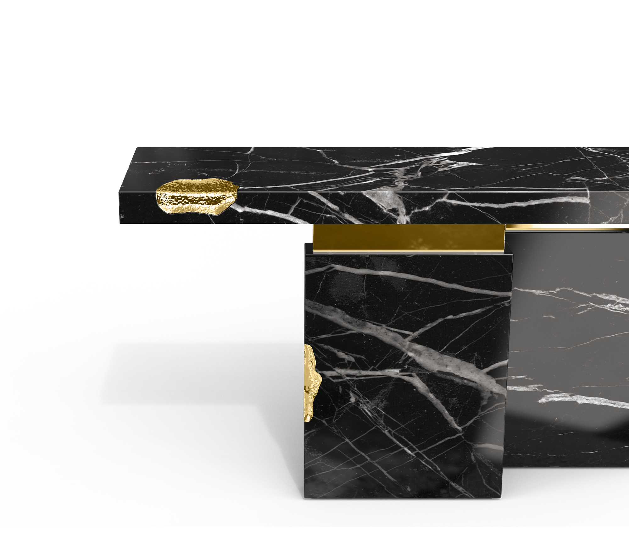 Empire Consoles Hammered Gilded Brass Entryways Cabinet Table