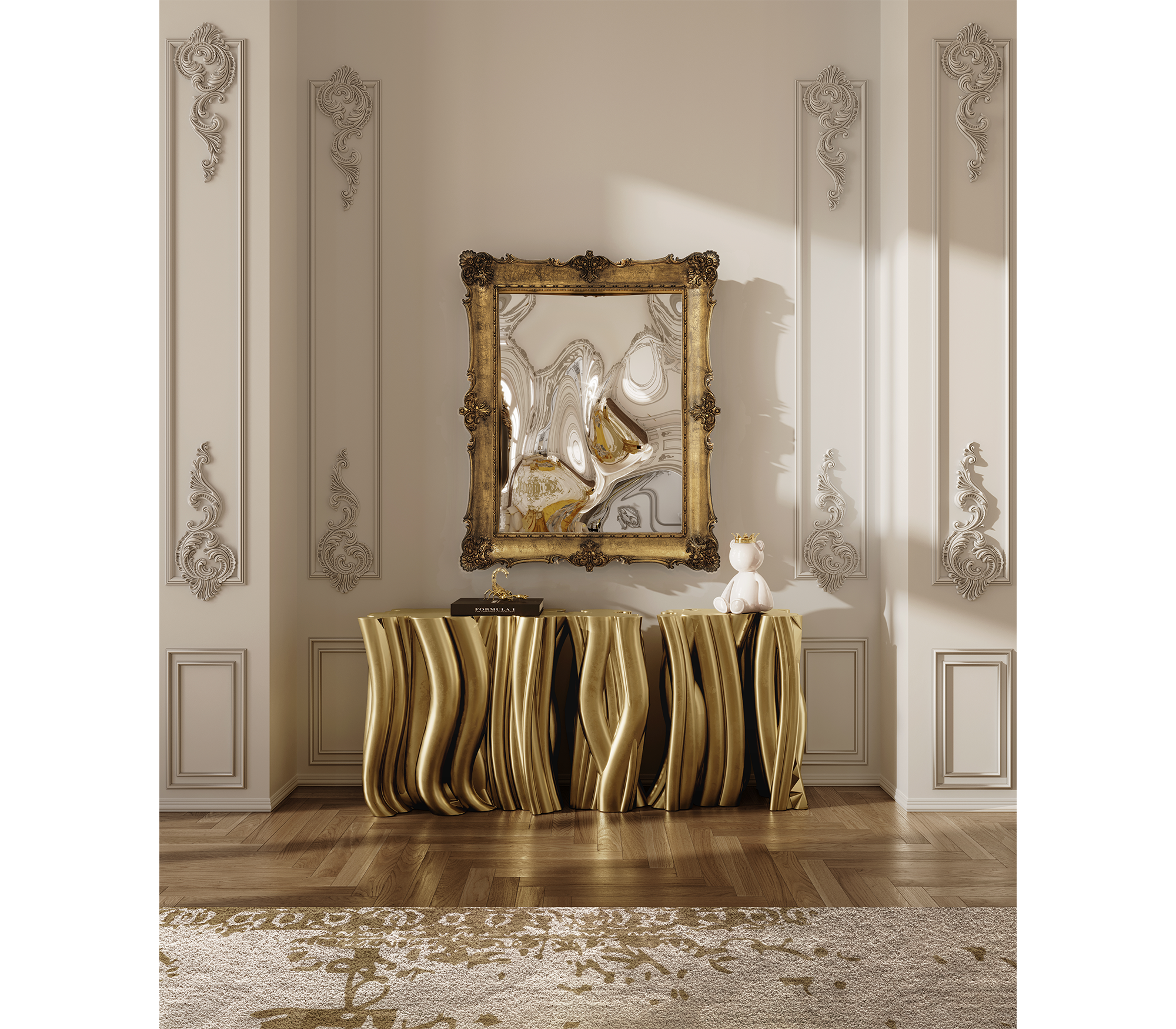 Monochrome Consoles Fluid Sculptural Resin Entryways Cabinet Table