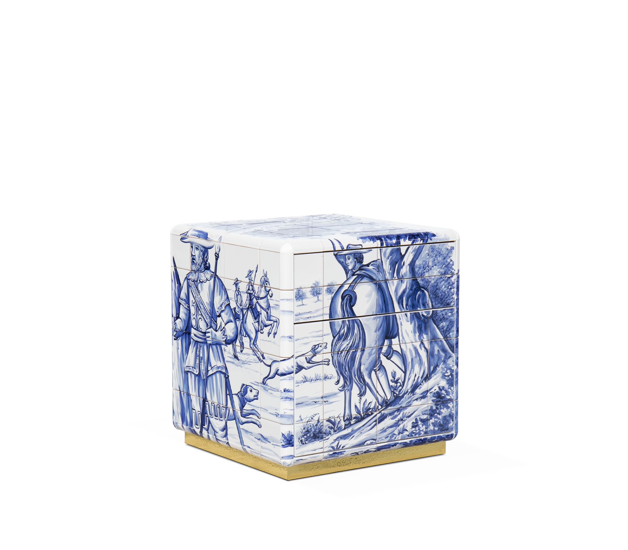 Heritage Azulejo Hand-Painted Ceramic Small Luxury Nightstand