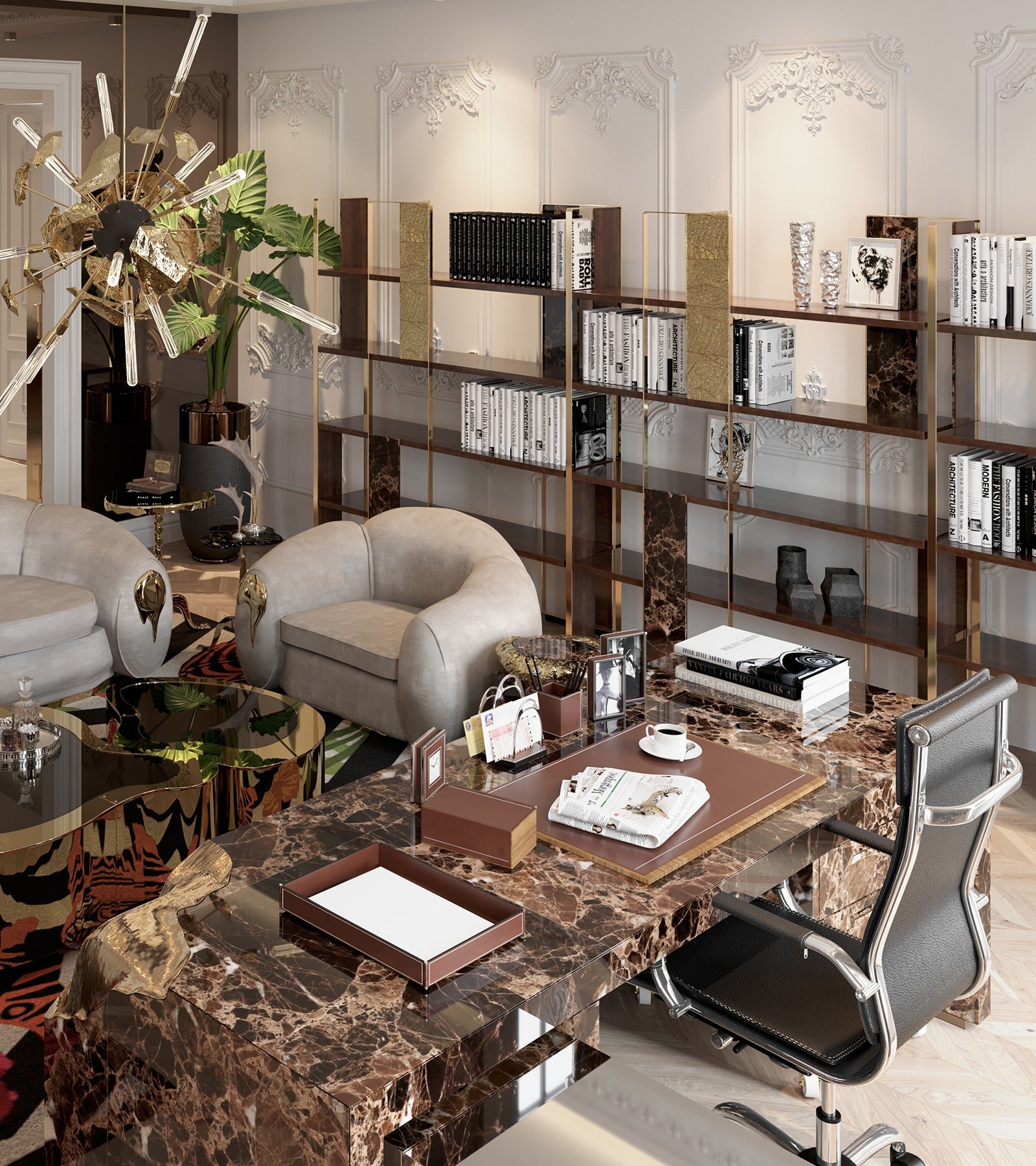 Lapiaz Karst Stone Marble Luxury Executive Desk