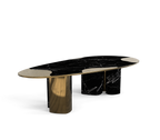 Ophelia Oval Carrara Marble & Gold Dining Table