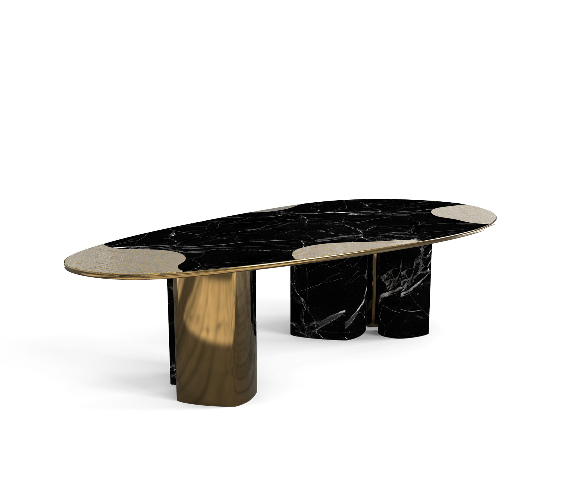 Ophelia Oval Carrara Marble & Gold Dining Table