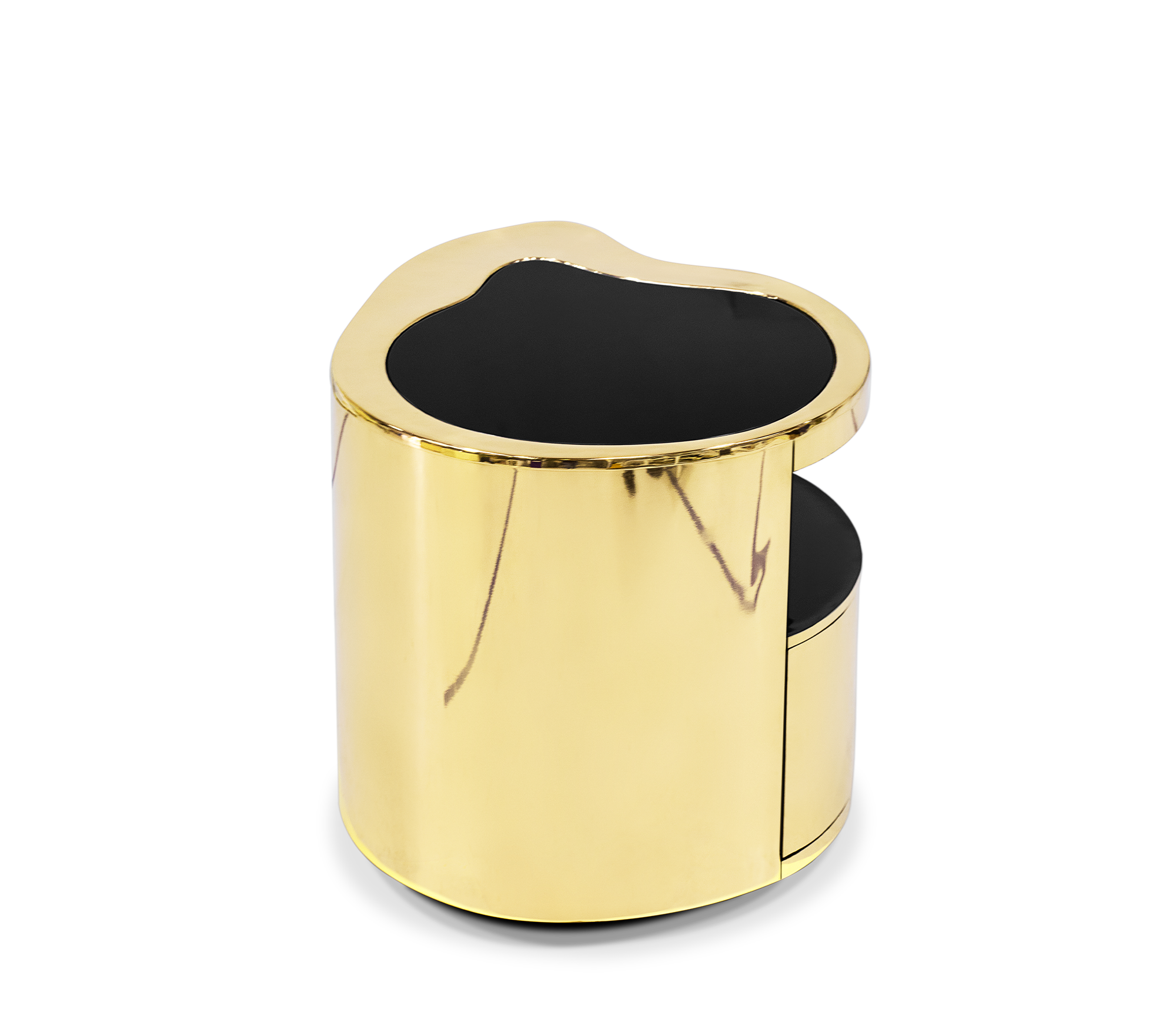 Wave Organic Curved Polished Metal Modern Luxury Nightstand