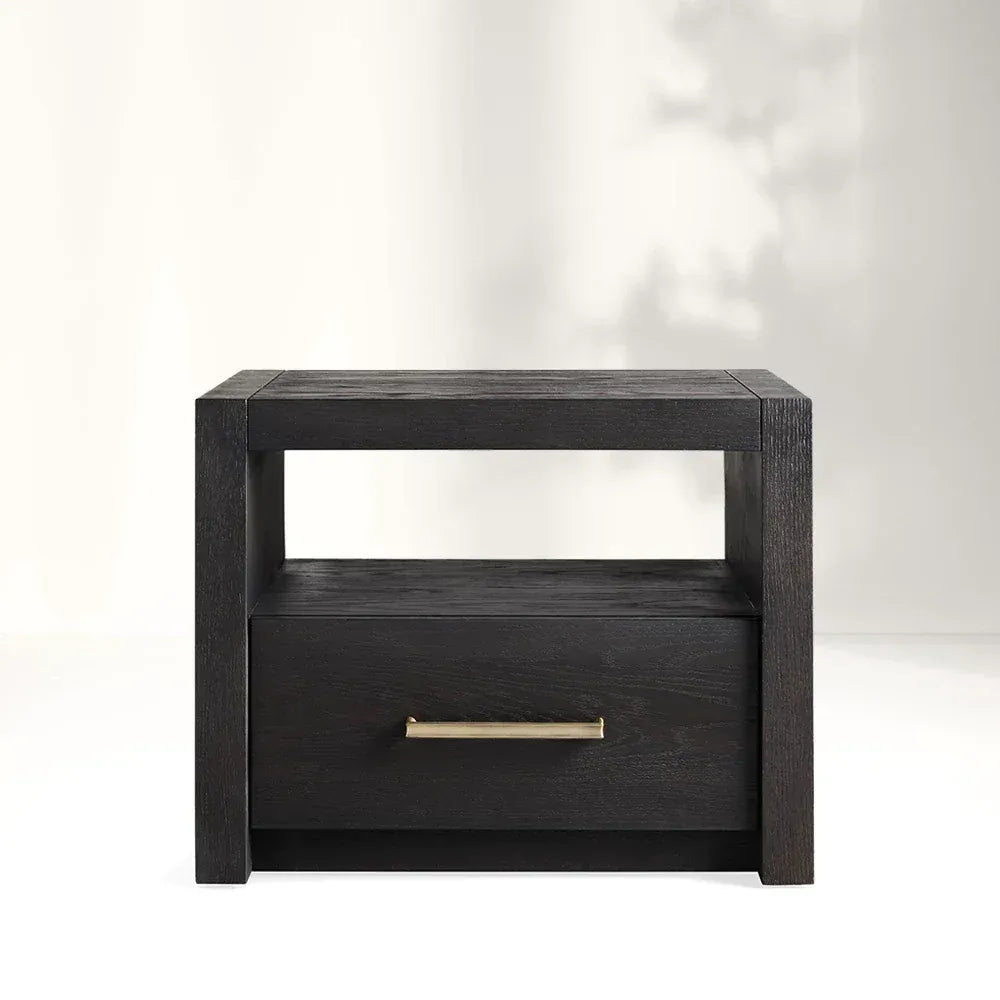 Palmer Storage Nightstand with Parsons Wood Bedside Nightside Table 1-Drawer Cabinet