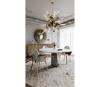 Diamond Marble & Brass Round Dining Table