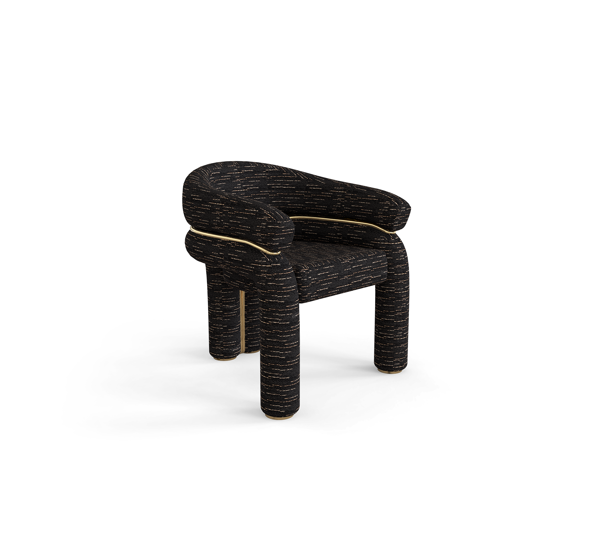 Elara Curved Sculptural Polished Brass Luxury Dining Chair