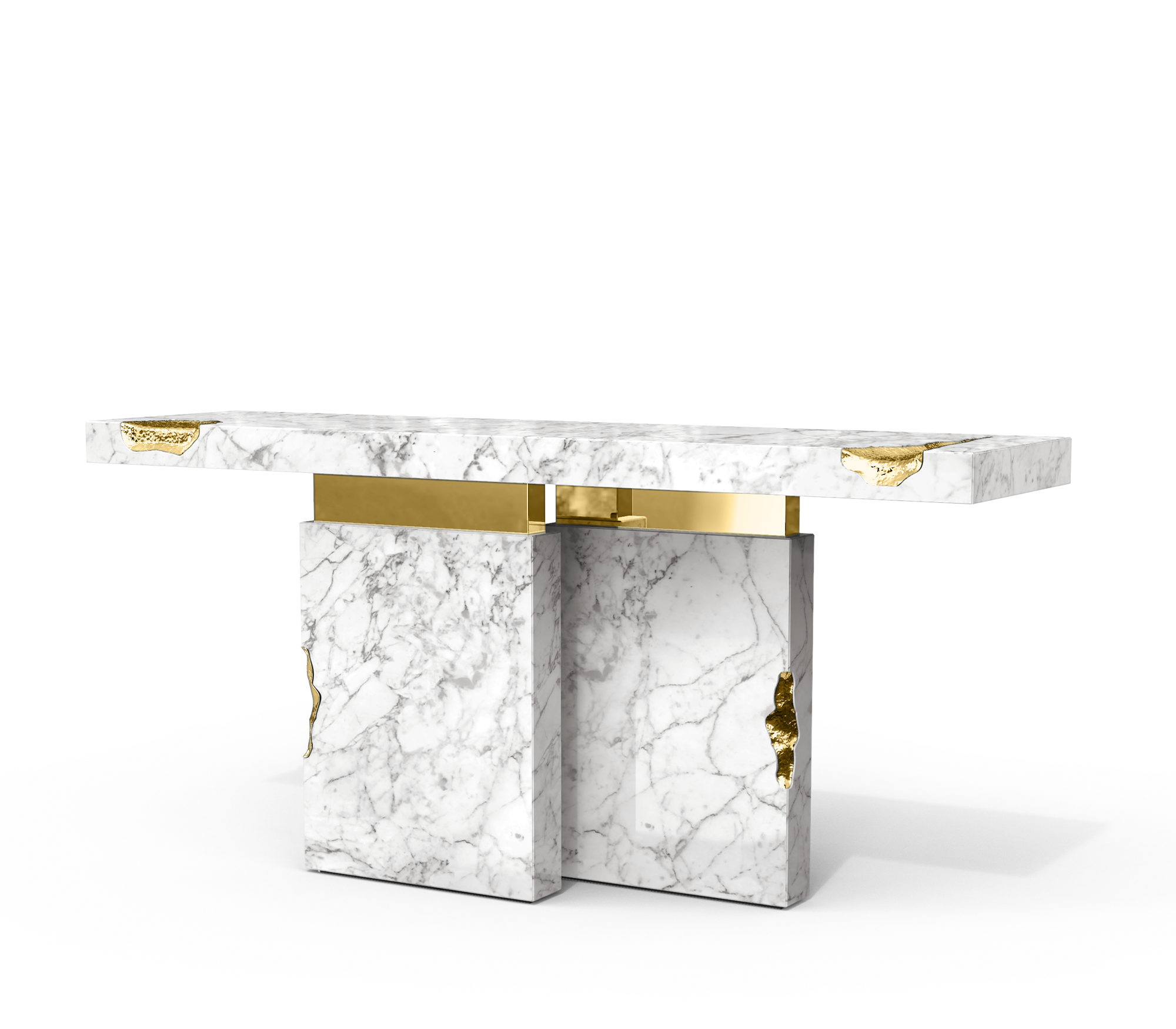 Empire Consoles Hammered Gilded Brass Entryways Cabinet Table