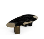 Ophelia Oval Carrara Marble & Gold Dining Table