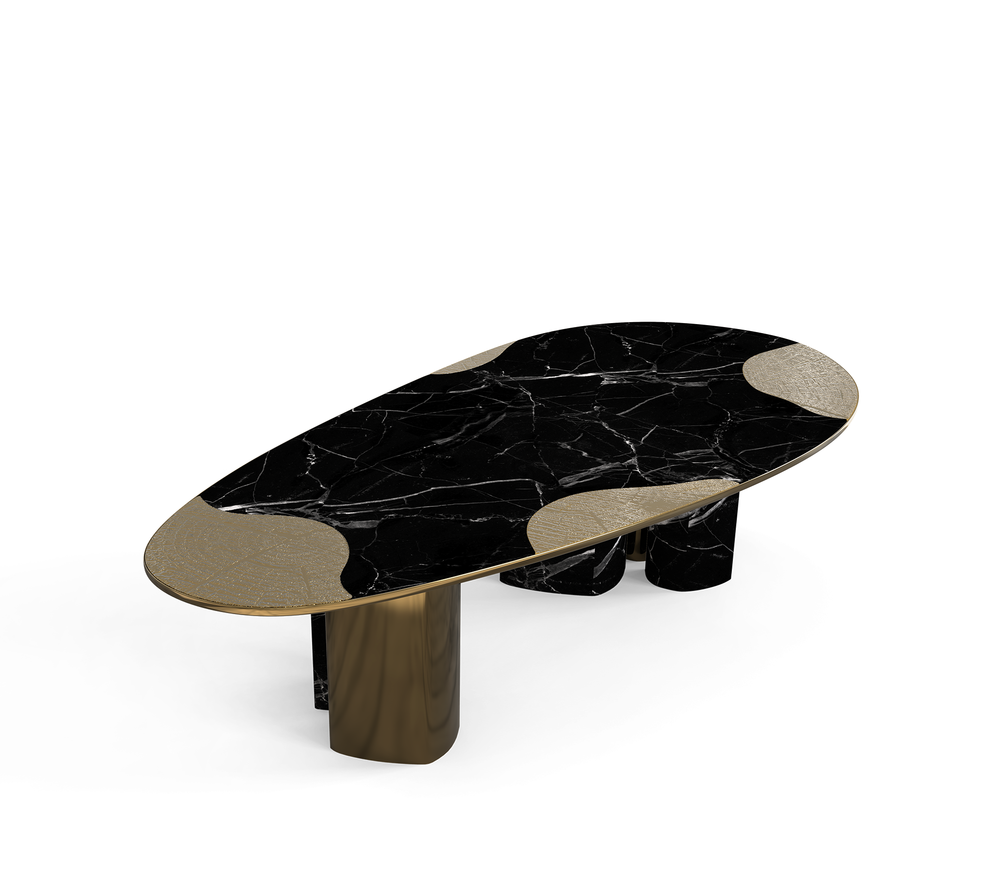 Ophelia Oval Carrara Marble & Gold Dining Table
