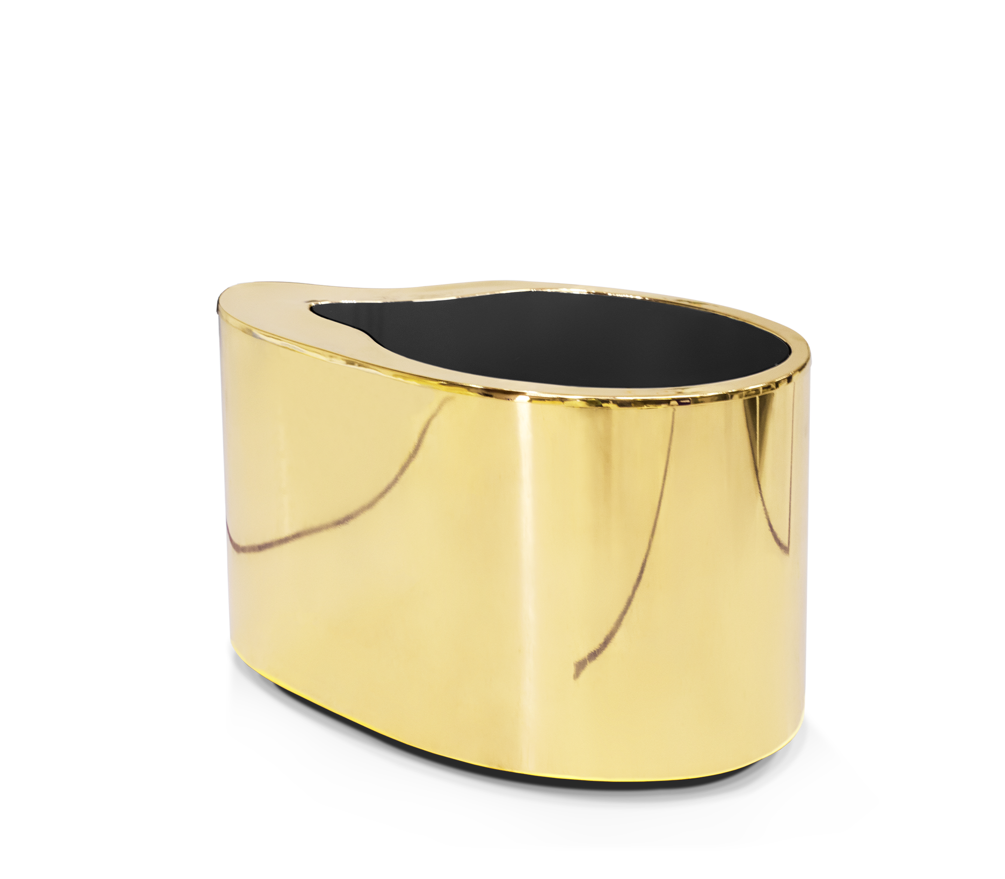 Wave Organic Curved Polished Metal Modern Luxury Nightstand