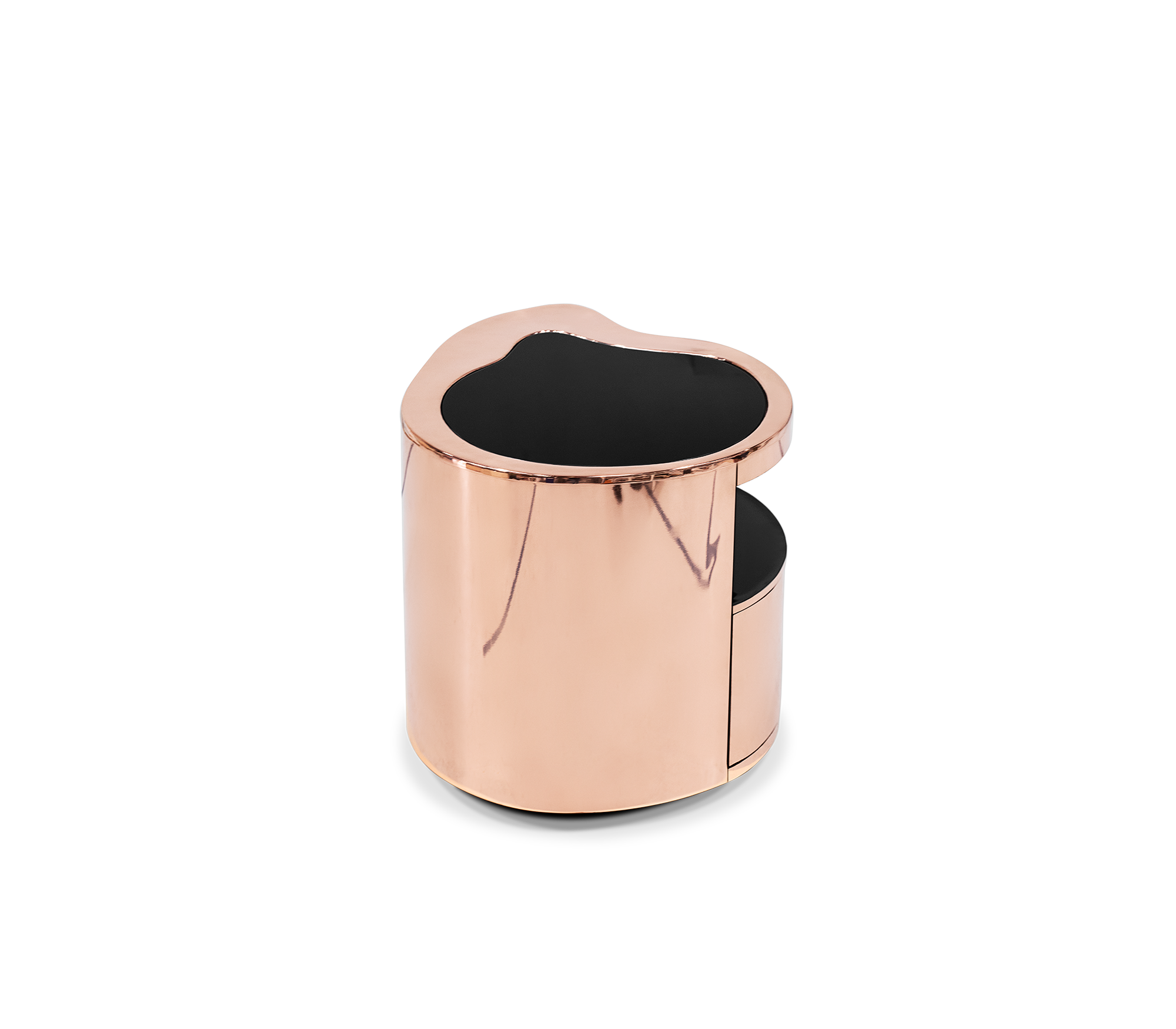 Wave Organic Curved Polished Metal Modern Luxury Nightstand