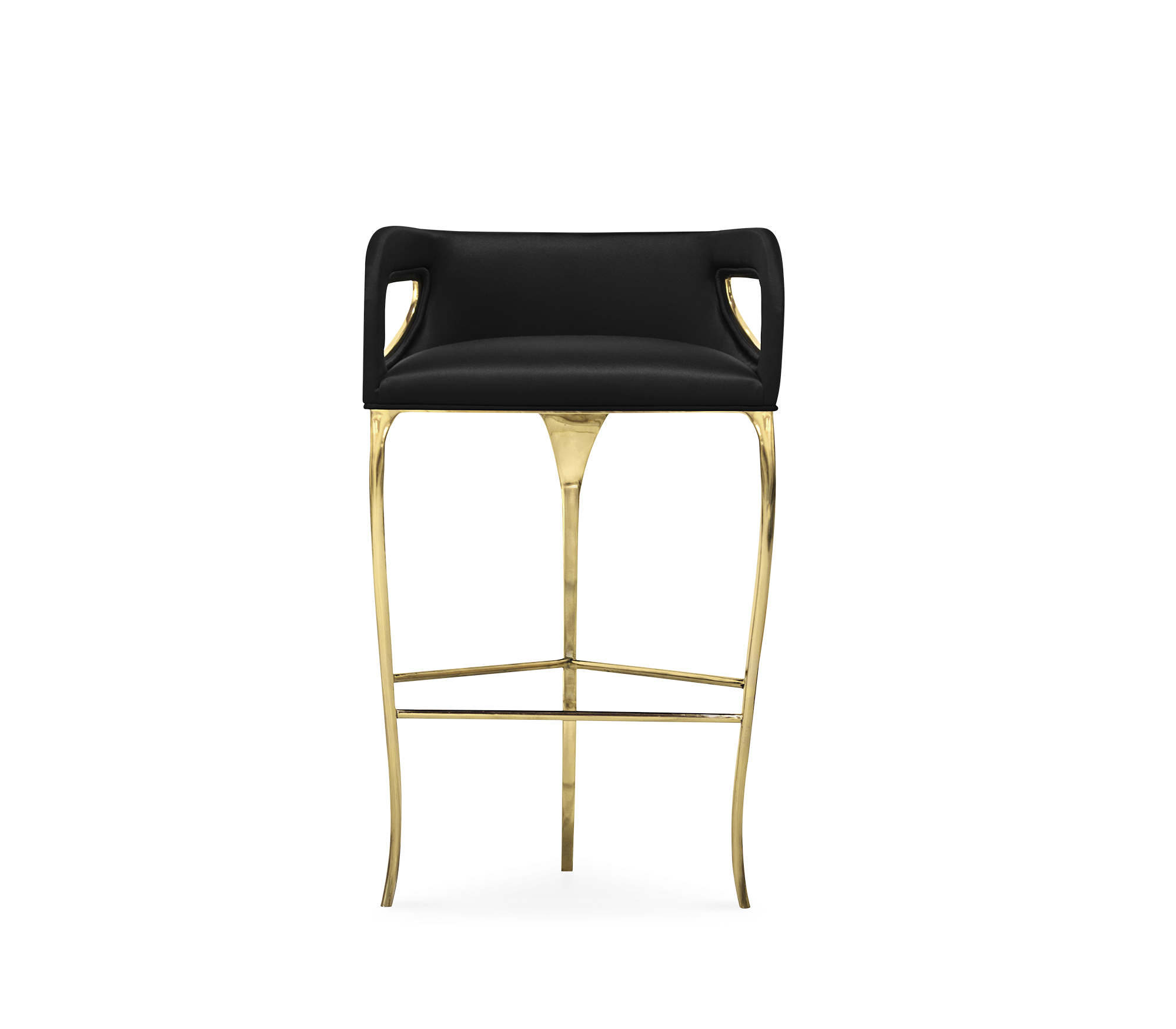 Chandra Fluid Sculptural Polished Brass Bar Stool