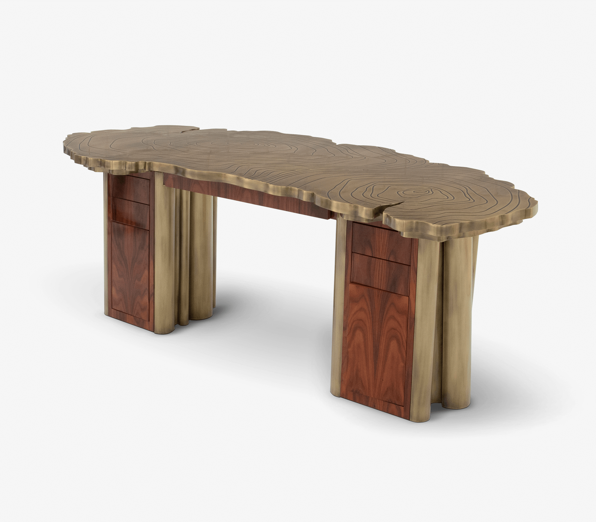 Fortuna Tree-Ring Brass Sculptural Luxury Desk