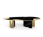 Ophelia Oval Carrara Marble & Gold Dining Table