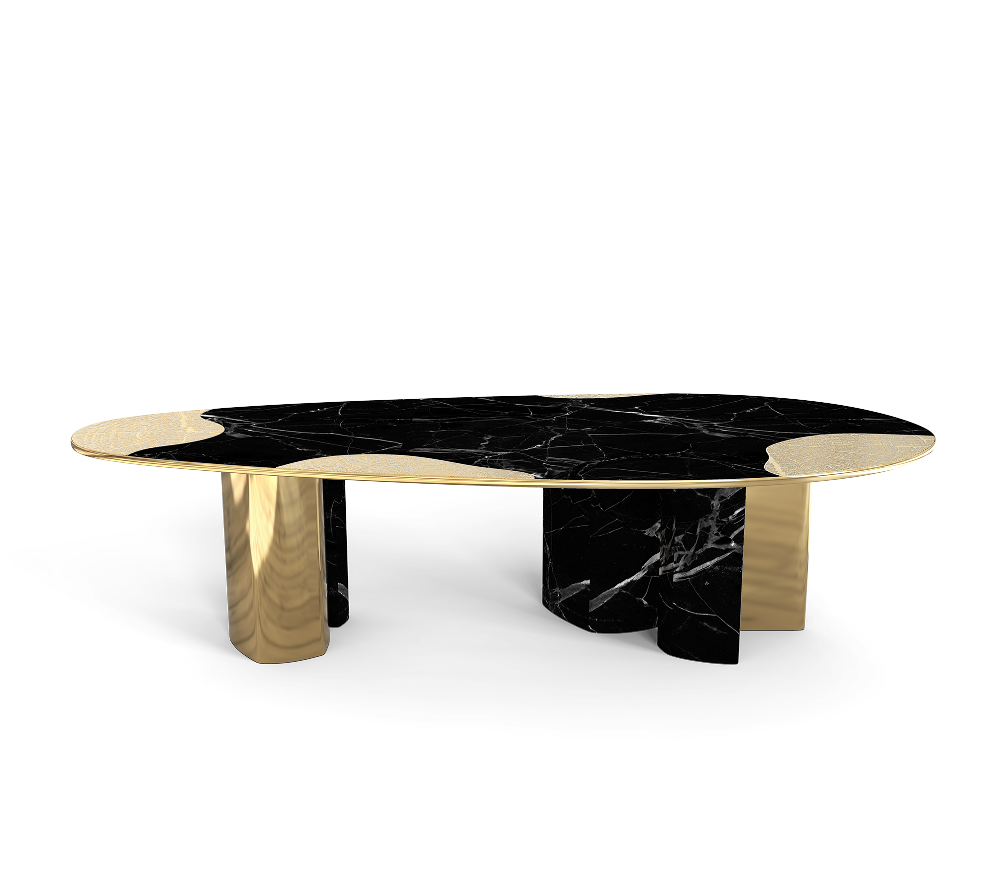 Ophelia Oval Carrara Marble & Gold Dining Table