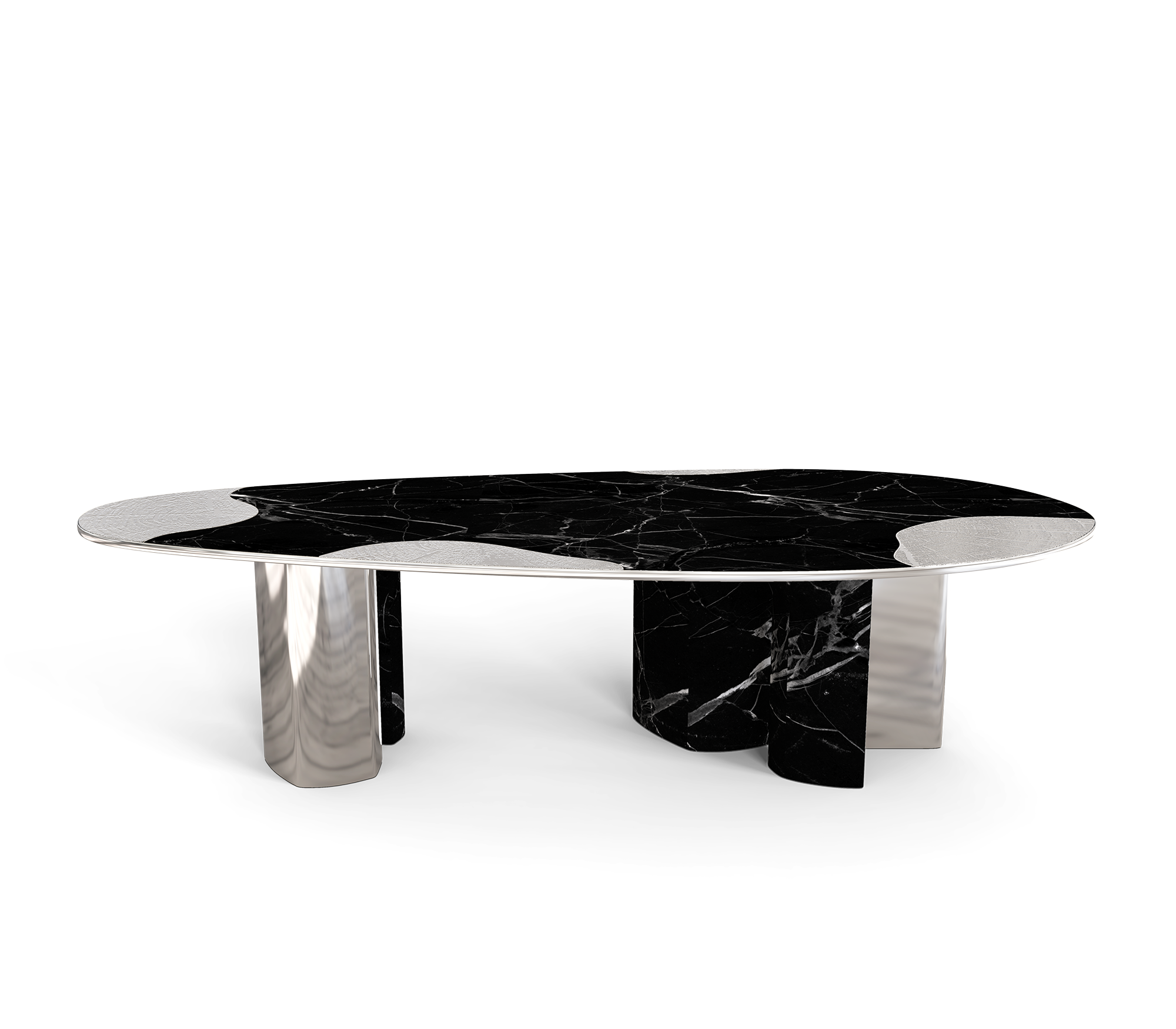 Ophelia Oval Carrara Marble & Gold Dining Table