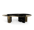 Ophelia Oval Carrara Marble & Gold Dining Table
