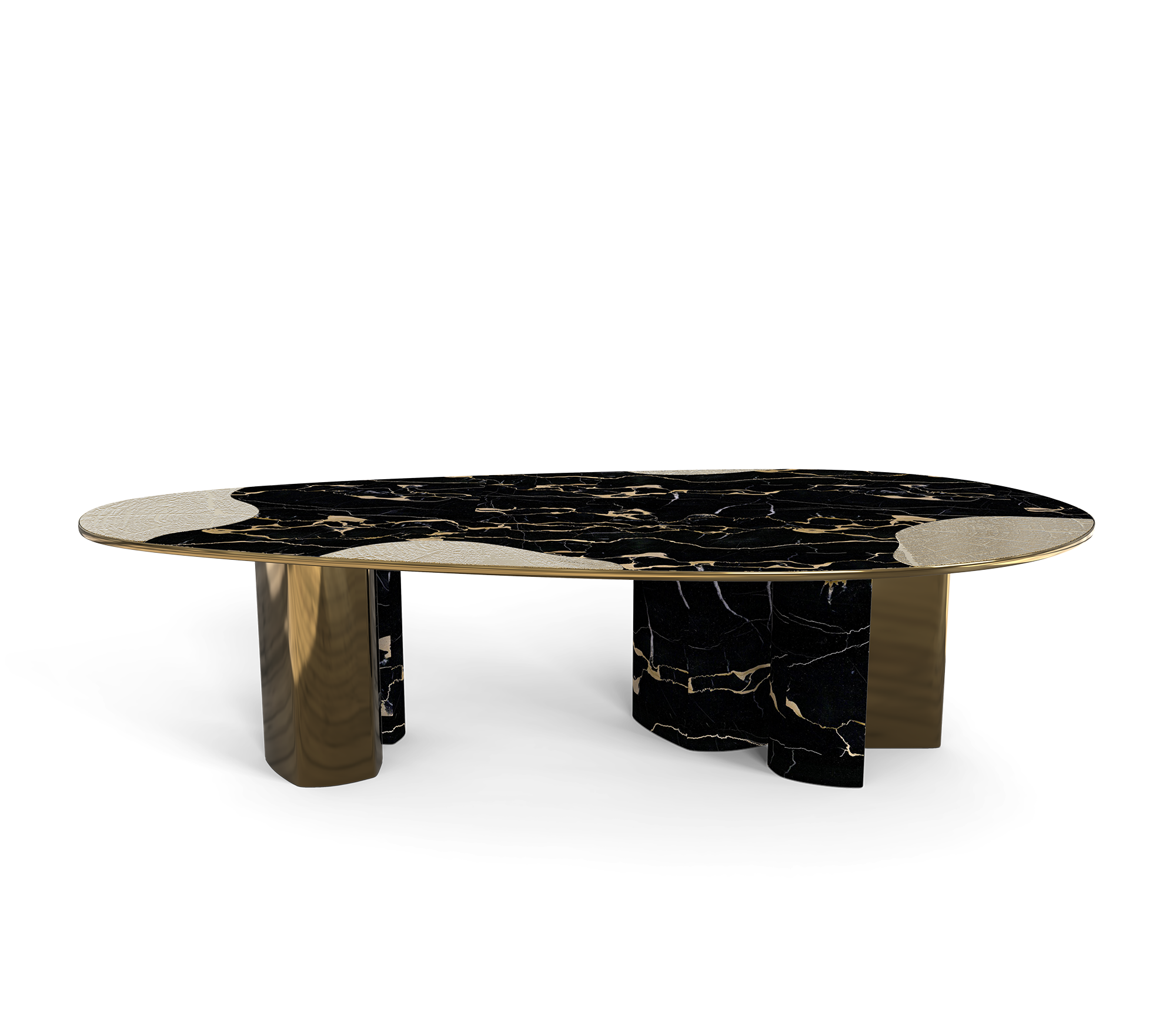 Ophelia Oval Carrara Marble & Gold Dining Table