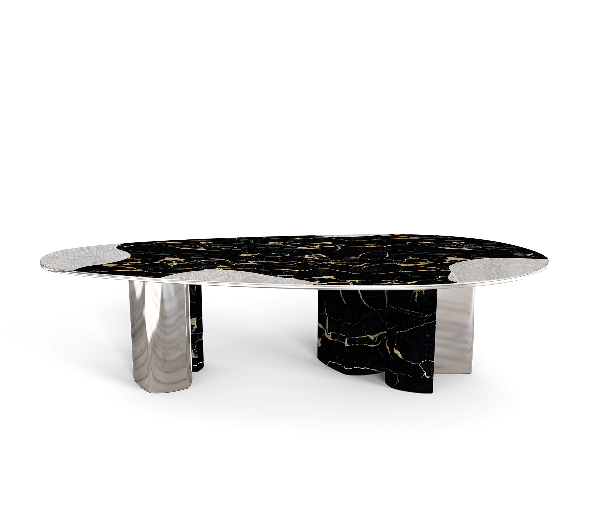 Ophelia Oval Carrara Marble & Gold Dining Table