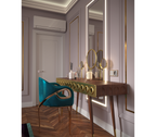 Chandra Cutout Polished Brass Velvet Dining Chair