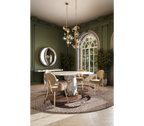 Diamond Marble & Brass Round Dining Table