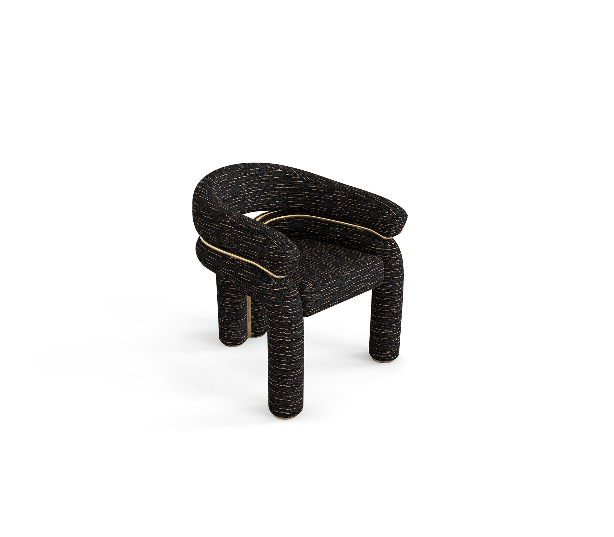 Elara Curved Sculptural Polished Brass Luxury Dining Chair