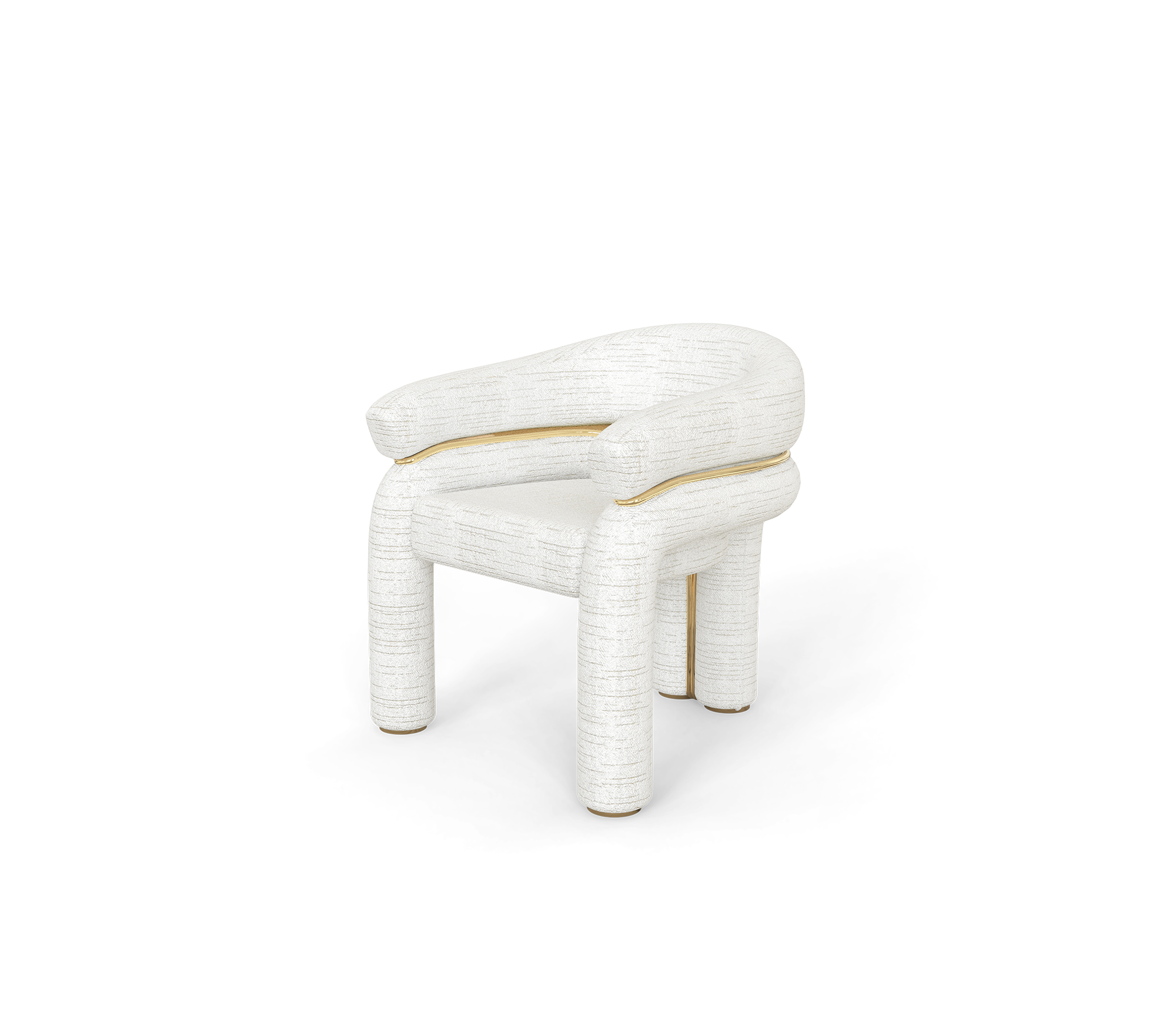 Elara Curved Sculptural Polished Brass Luxury Dining Chair