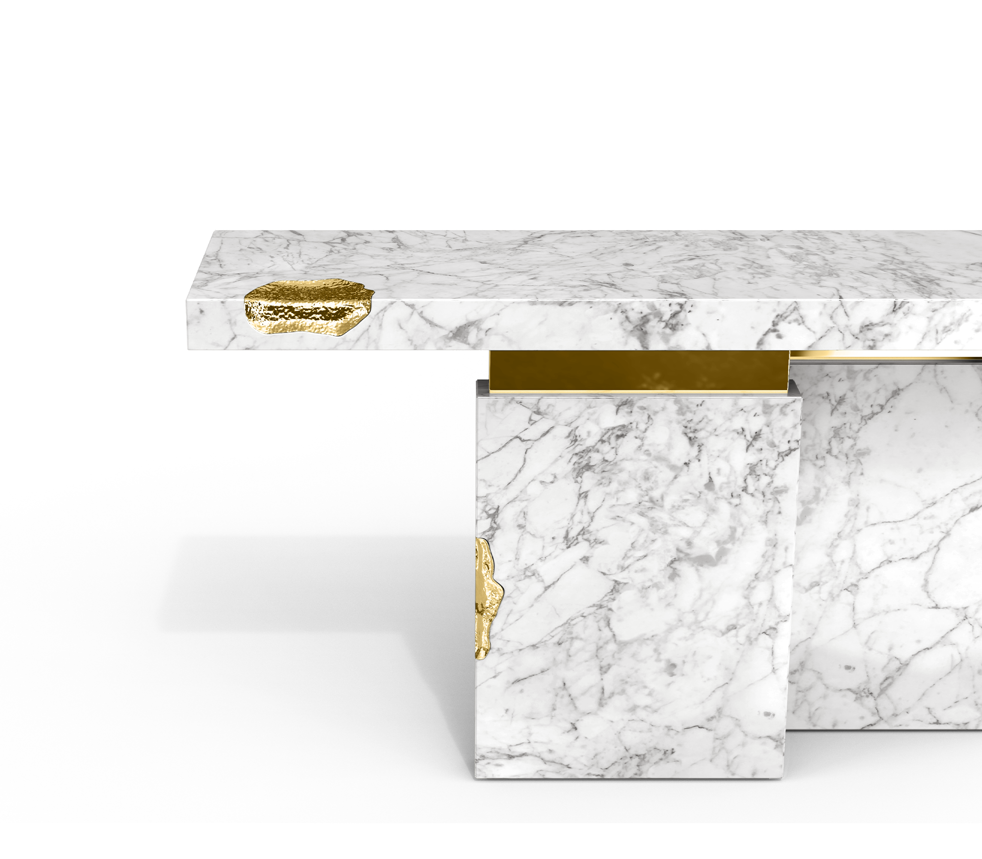 Empire Consoles Hammered Gilded Brass Entryways Cabinet Table