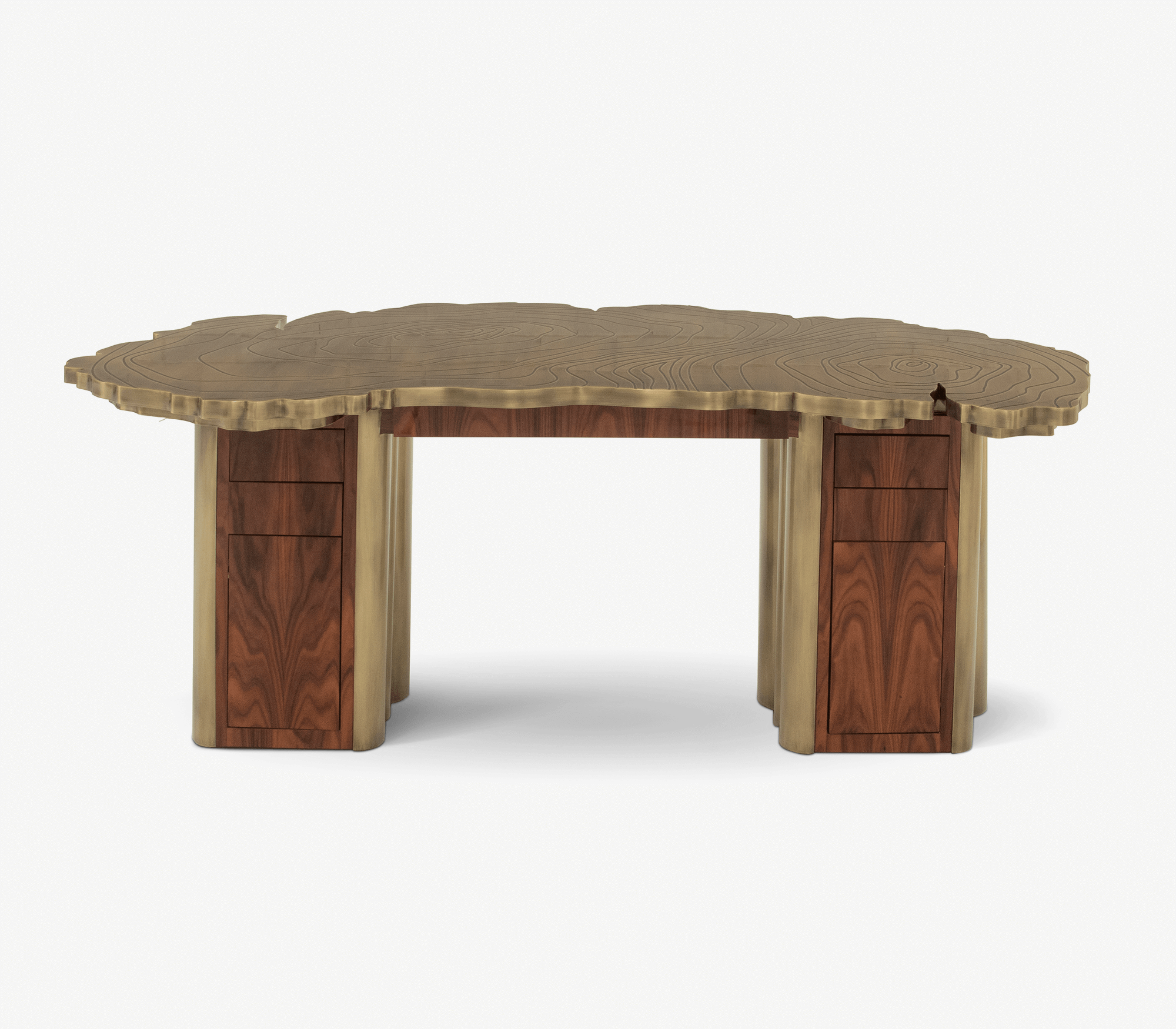 Fortuna Tree-Ring Brass Sculptural Luxury Desk