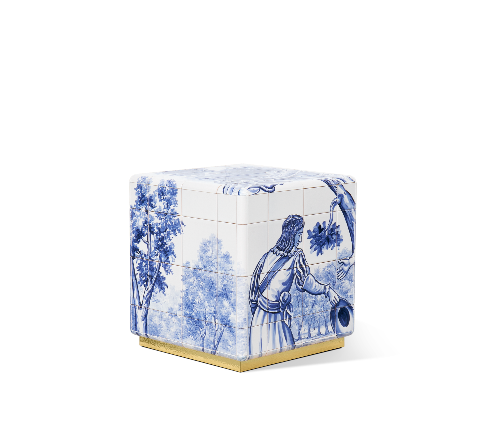 Heritage Azulejo Hand-Painted Ceramic Small Luxury Nightstand