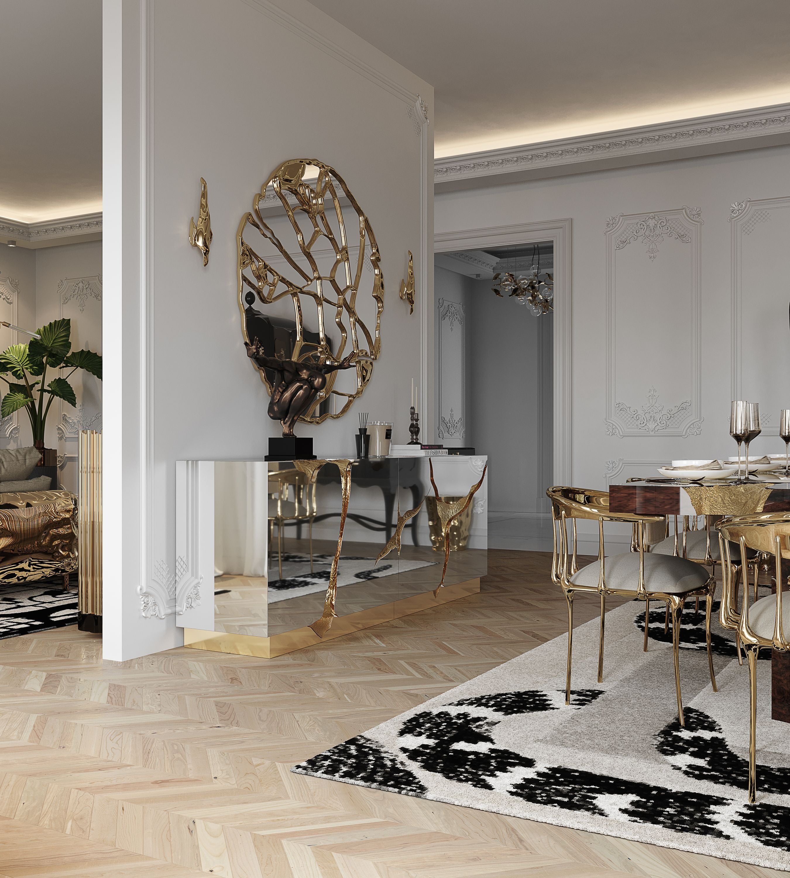 Nº 11 Satin Matte Gold Surrealist Dining Chair