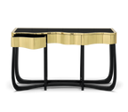 Sinuous Consoles Patina Brass Wave Entryways Cabinet Table