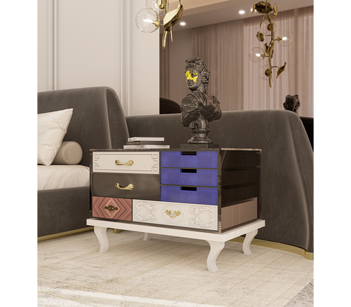 Soho Eclectic Mixed Material Luxury Bedside Table