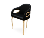 Chandra Cutout Polished Brass Velvet Dining Chair