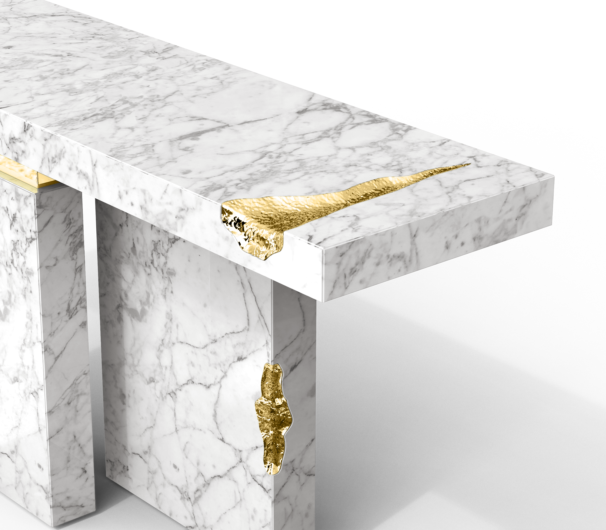 Empire Consoles Hammered Gilded Brass Entryways Cabinet Table