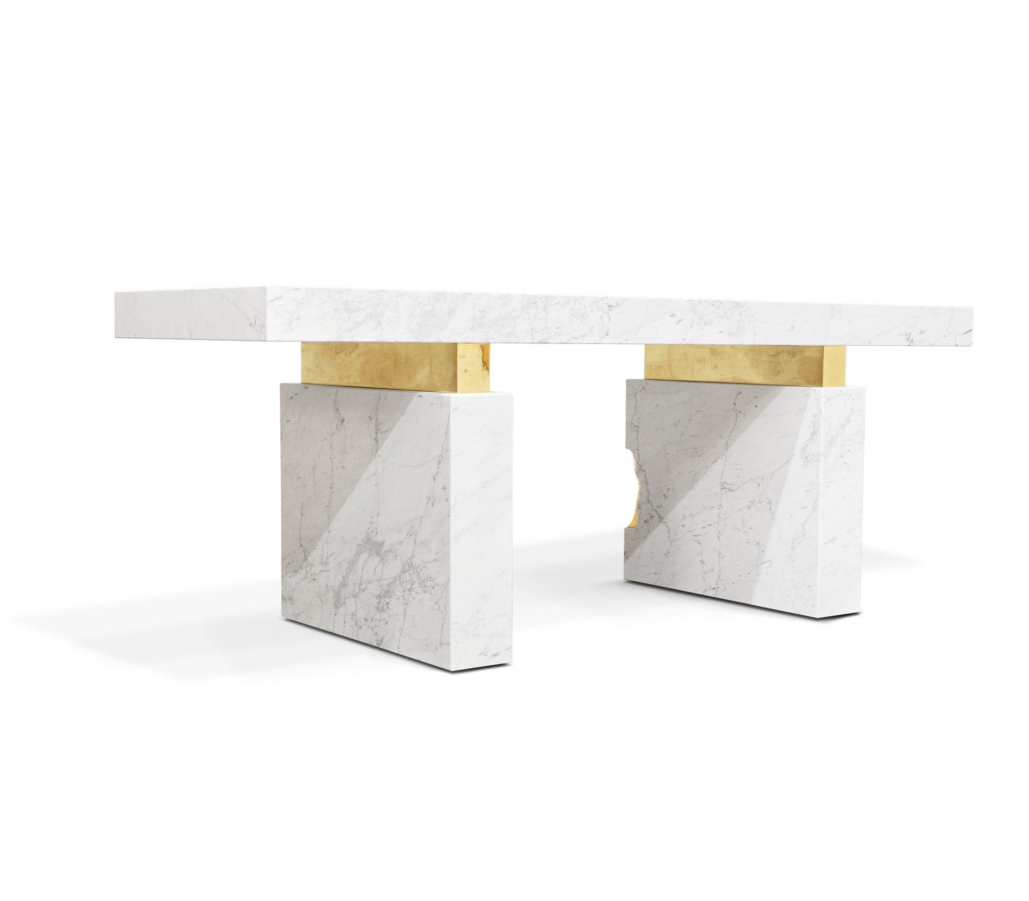 Empire Cracked Brass Inlay Marble Luxury Desk