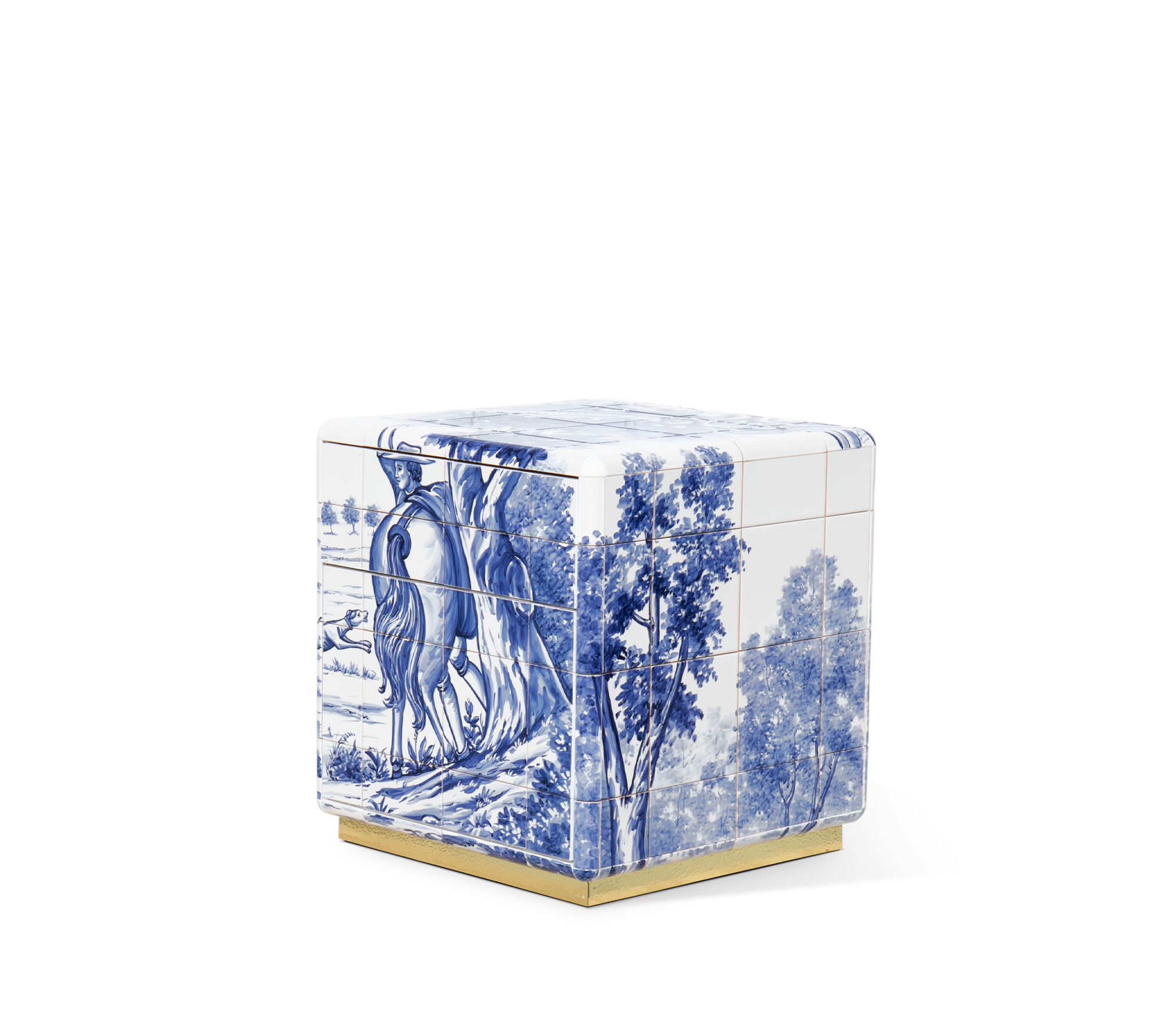 Heritage Azulejo Hand-Painted Ceramic Small Luxury Nightstand