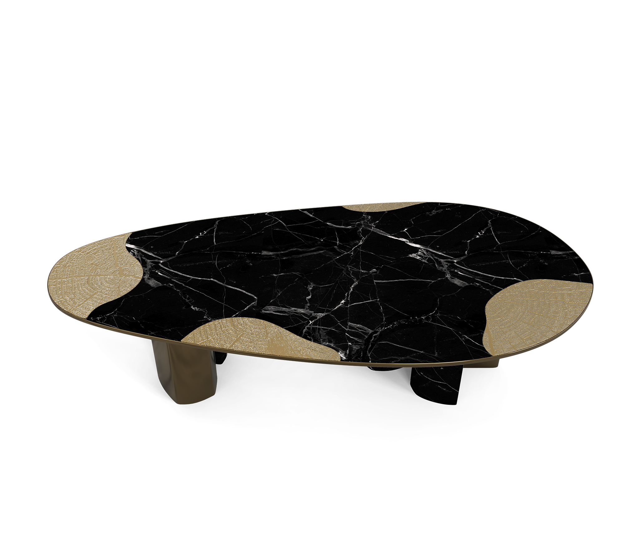 Ophelia Oval Carrara Marble & Gold Dining Table