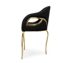 Chandra Cutout Polished Brass Velvet Dining Chair